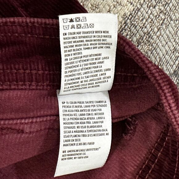 American Eagle Jegging Womens Burgundy Corduroy Hi Rise Button Fly sz 10 (32X28) - Picture 12 of 13